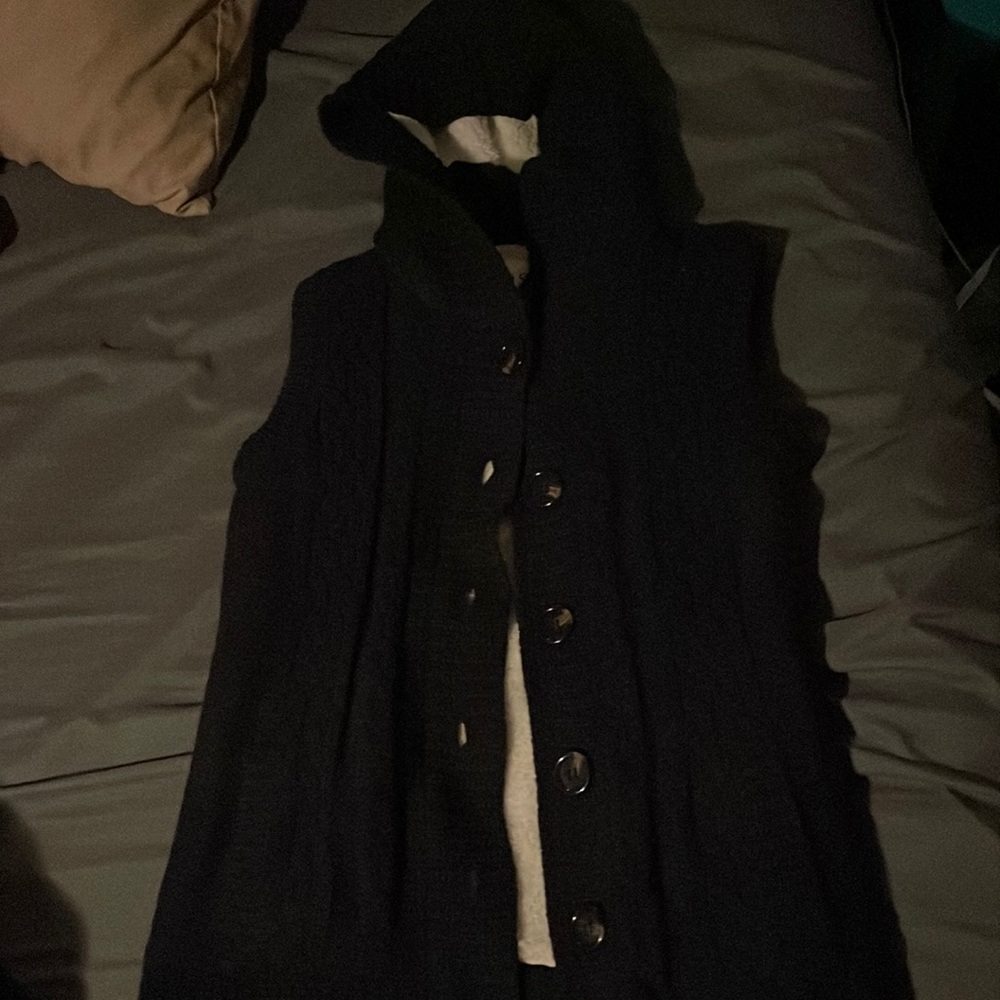 Soft lined hooded sweater vest navy blue